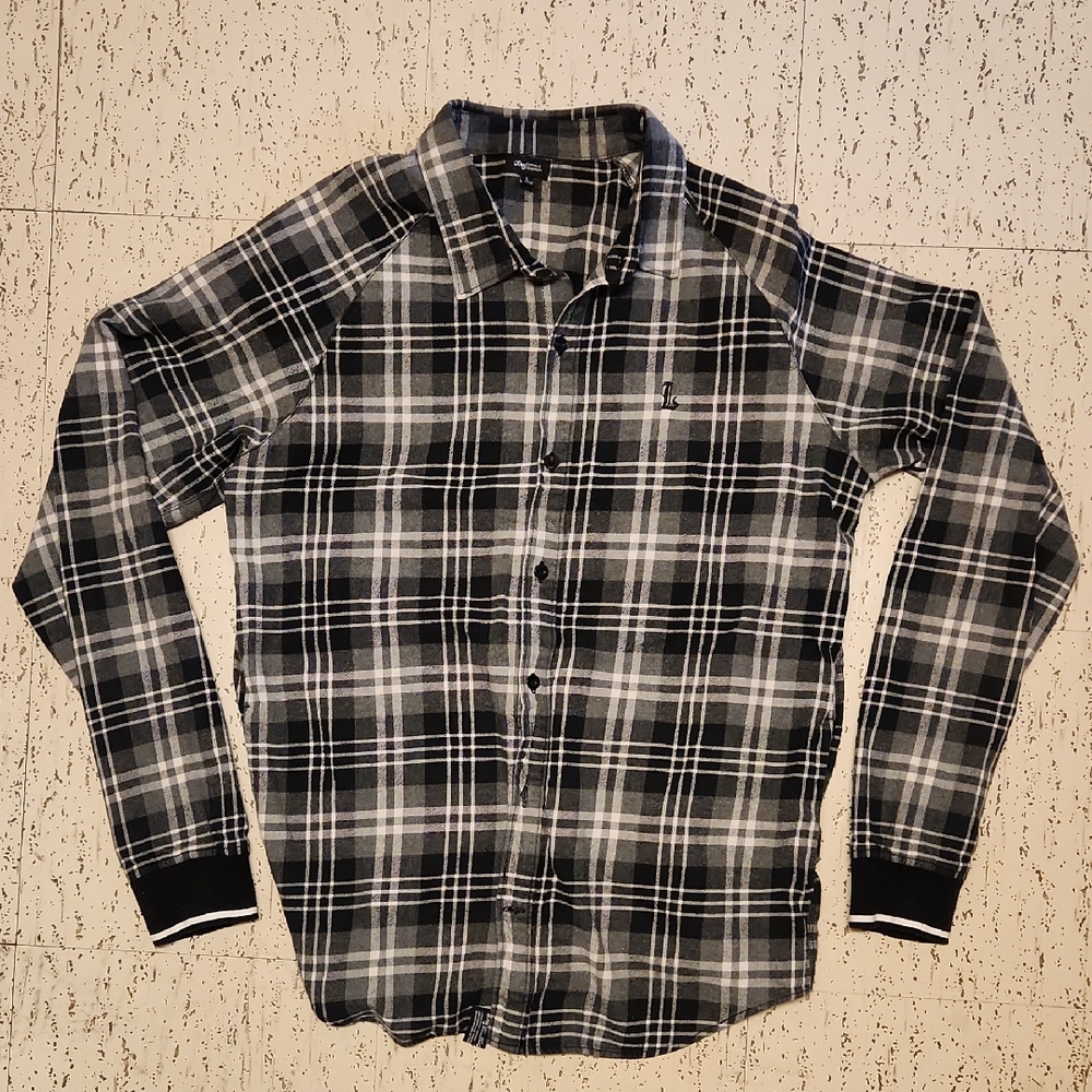 LRG Wovens Flannel Thick Button Down Long Sleeve Casual Dress Shirt Vintage Y2K